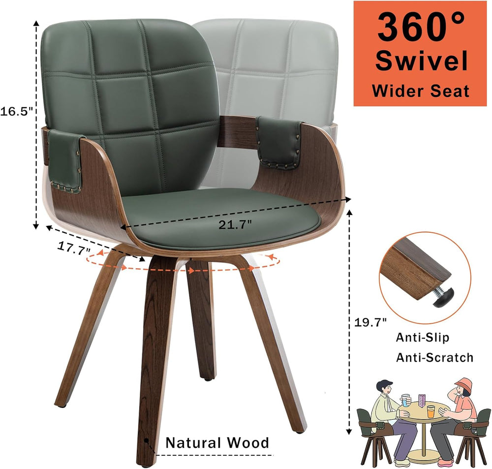MCM dining Chairs, Faux Leather Dining Chairs with Arms and Curved Back