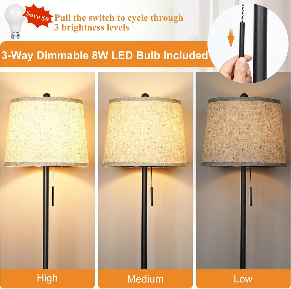 JUNNAI Modern Black Floor Lamp 63in for Living Room Bedroom Office