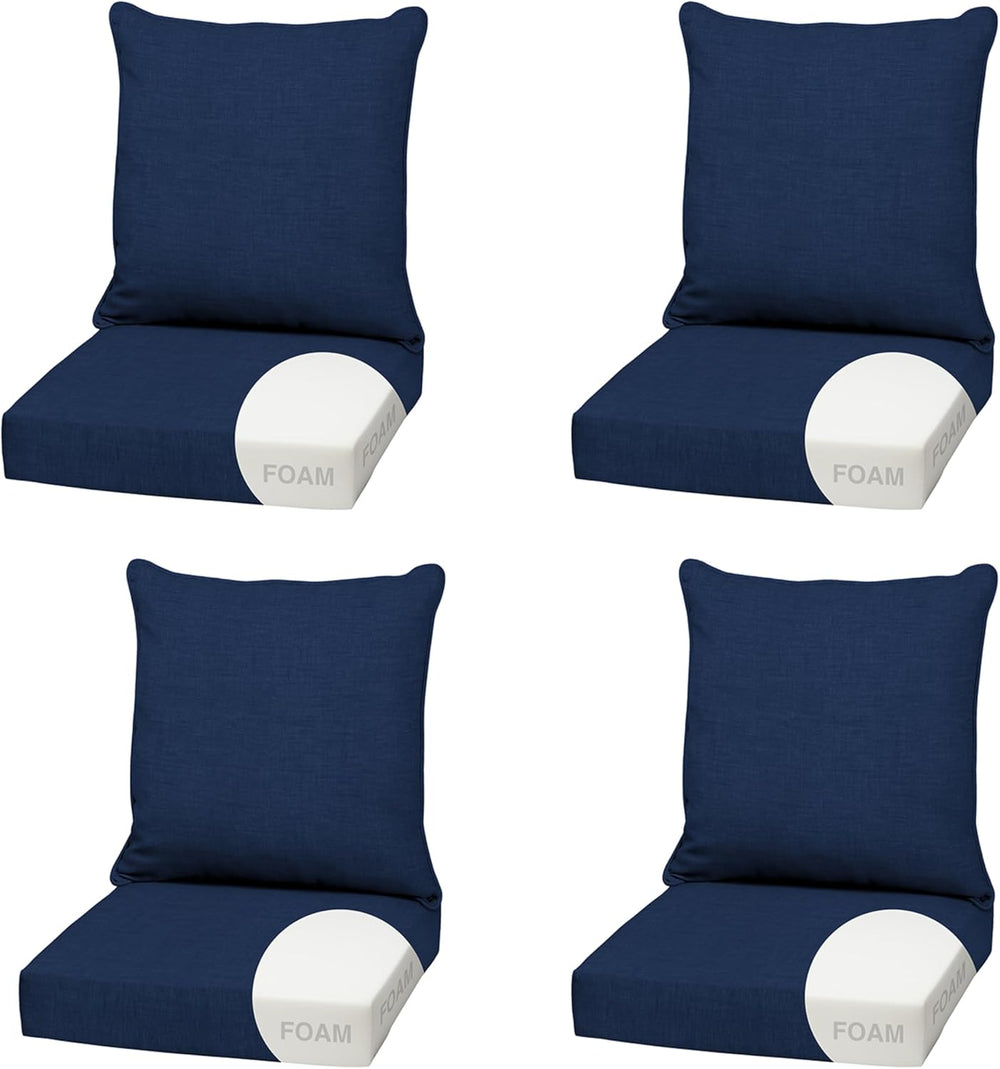 Arden Outdoor Chair Cushions, Patio Furniture, 22x24 Foam Deep Seat, 4 Sets