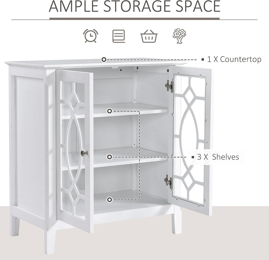 HOMCOM Sideboard Buffet Cabinet, Kitchen Side Cabinet, White