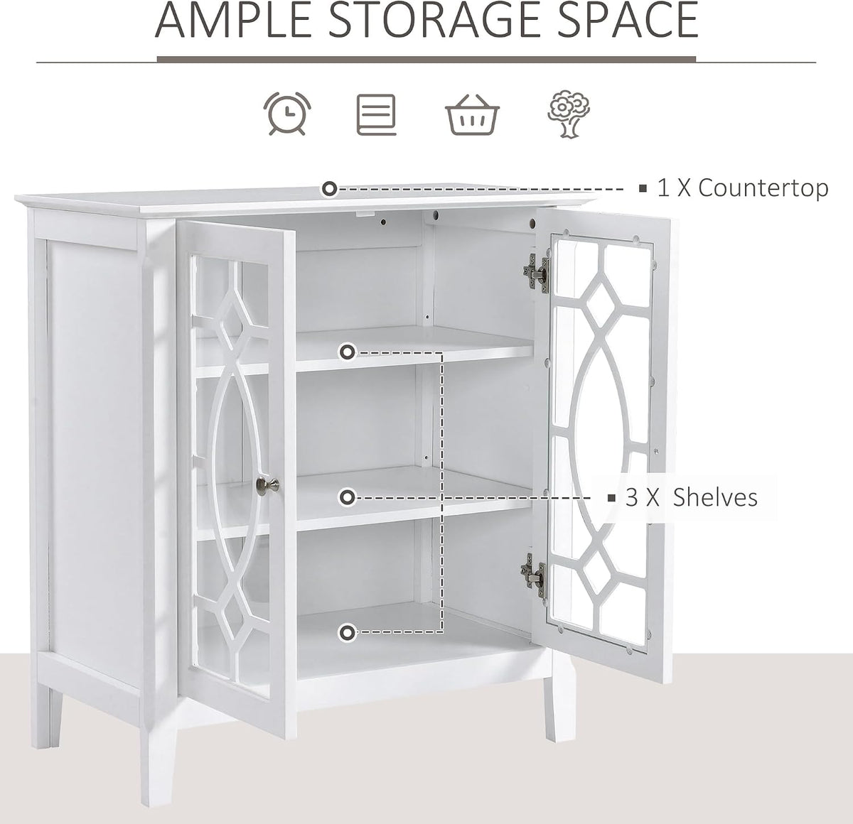 HOMCOM Sideboard Buffet Cabinet, Kitchen Side Cabinet, White