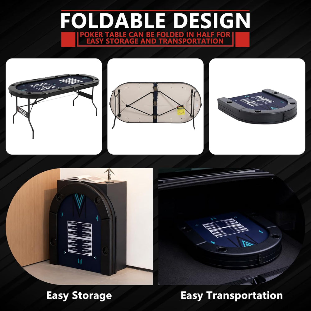 RAYKEEP 72" 4-in-1 Foldable Poker Table w/Interchangeable Game Mat