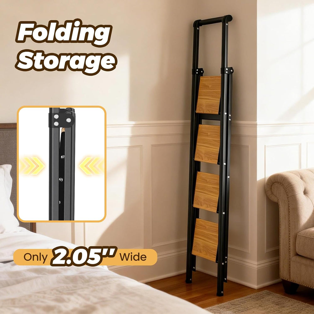 HBTower 4 Step Ladder, Lightweight Aluminum Folding Step Stool