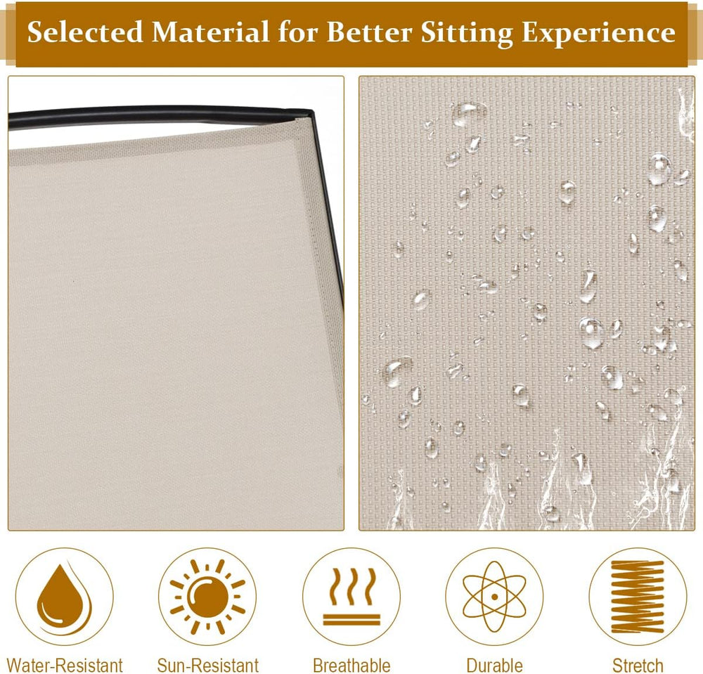 GIANTEX Patio Bench Glider Chair with Metal Frame, Center Tempered Glass Tabl...