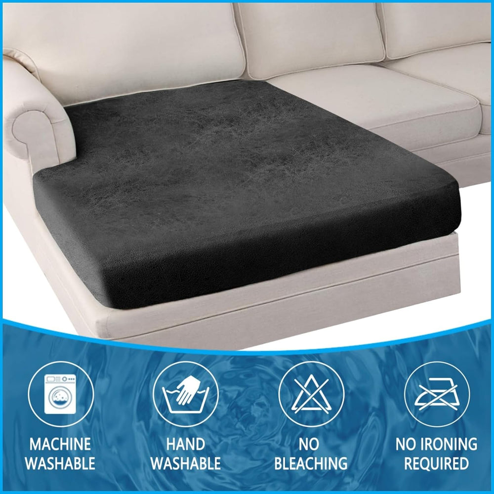 Sectional Couch Cushion Cover Leather-Look 1PC Stretch Chaise Seat Slipcover ...