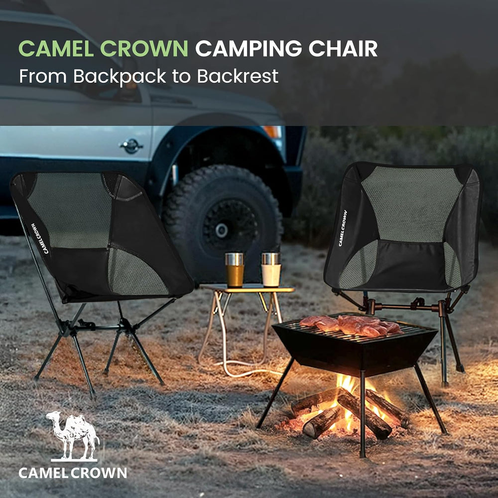 CAMEL CROWN Portable Camping Chair Lightweight Compact Folding Chair Mesh for...