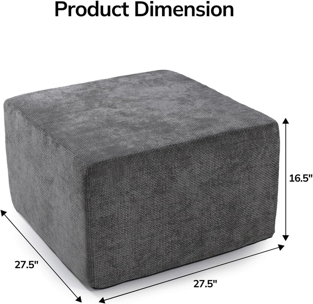 MONVANE 27.5" Square Ottoman, Modular Foot Rest, Grey