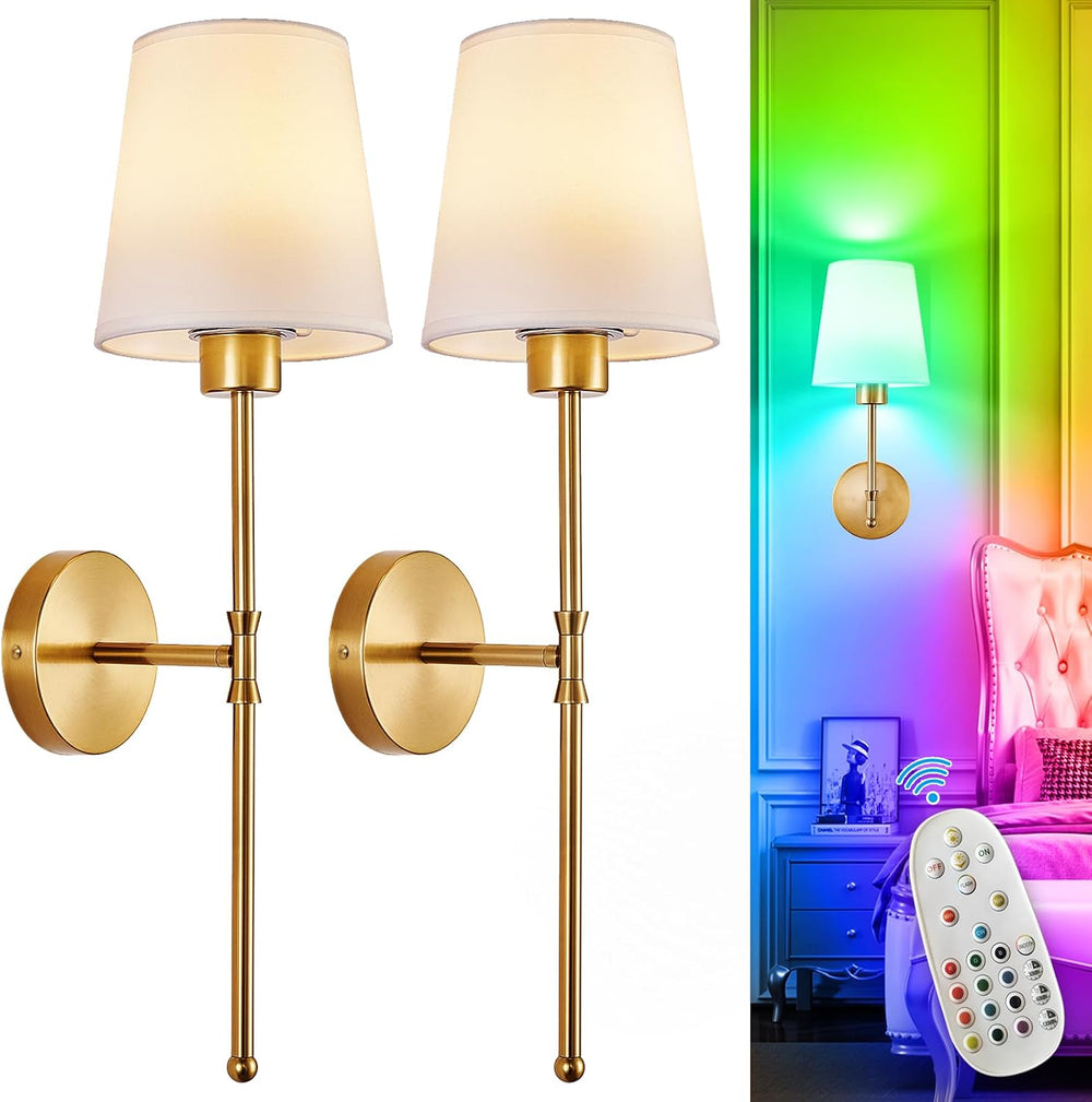 Depuley Battery Operated Wall Sconce: Set of 2 Wireless Wall Lights with 1000...