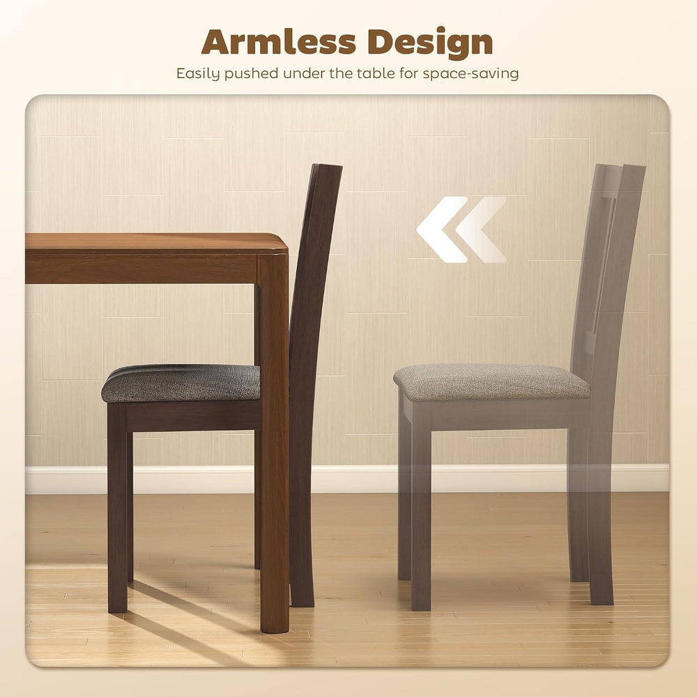 HOMCOM Dining Chairs Set of 2 Upholstered Kitchen Chairs Slat Back Espresso