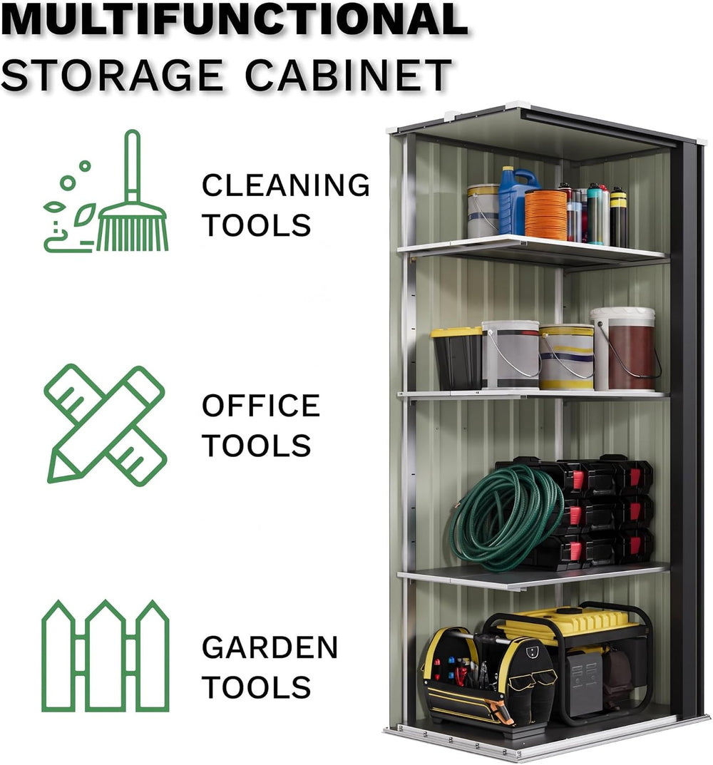 Patiowell 28 Cuft Storage Shed, Outdoor Metal Storage Cabinet, Black