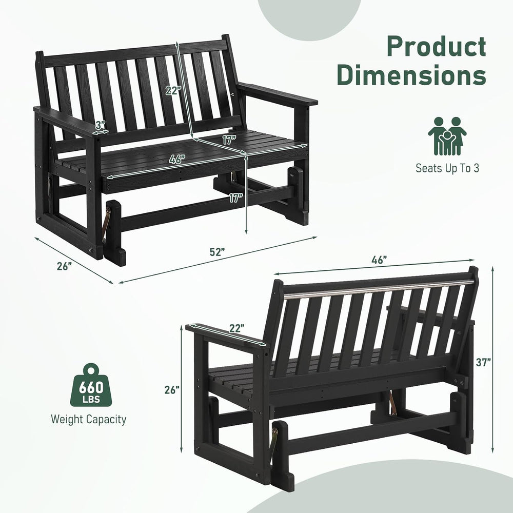Furnimart Patio Glider Bench, HDPE All-Weather Outdoor Glider for 2-Person, H...