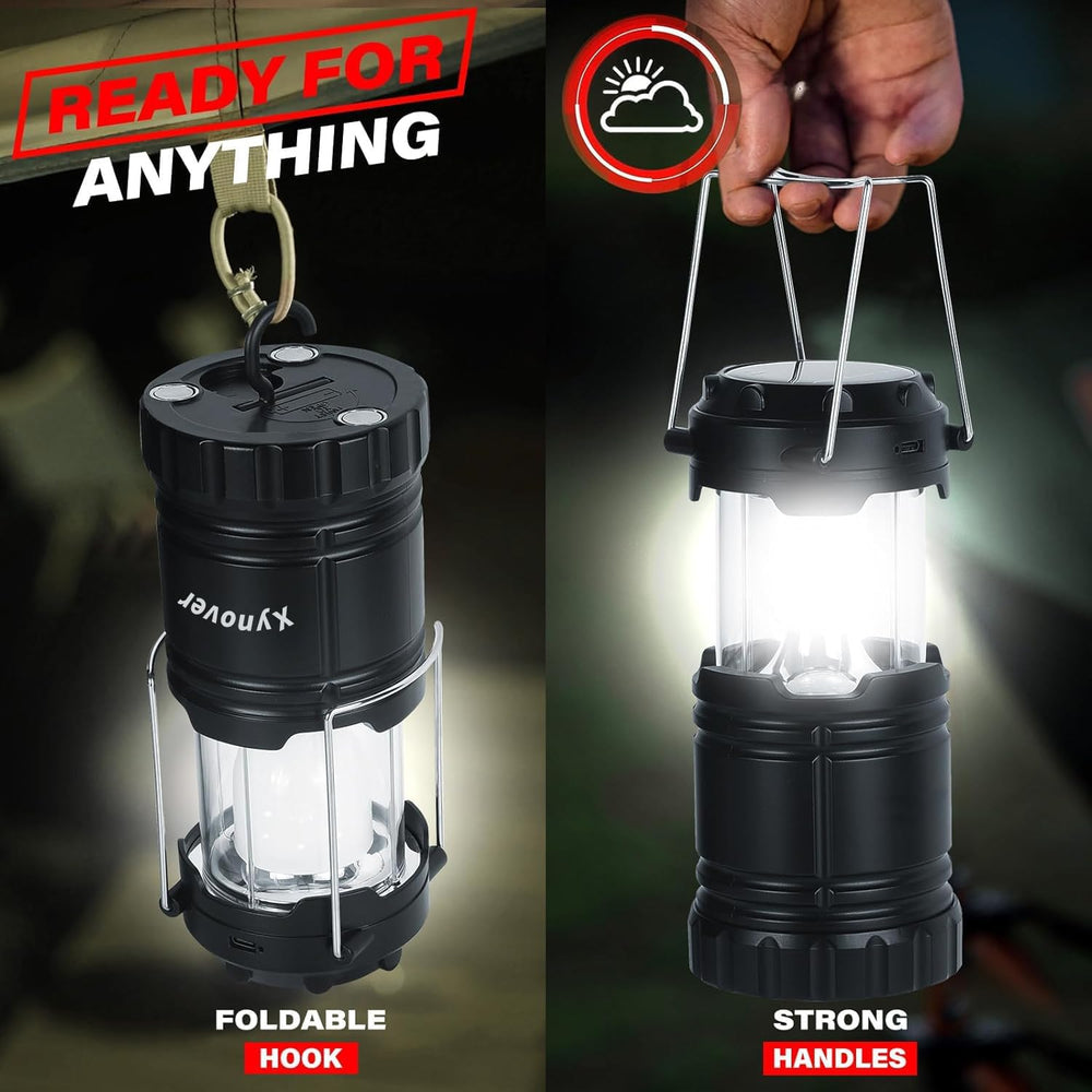 4-Pack Solar Camping Lanterns,Rechargeable LED with USB/Solar/AA Battery,Magn...