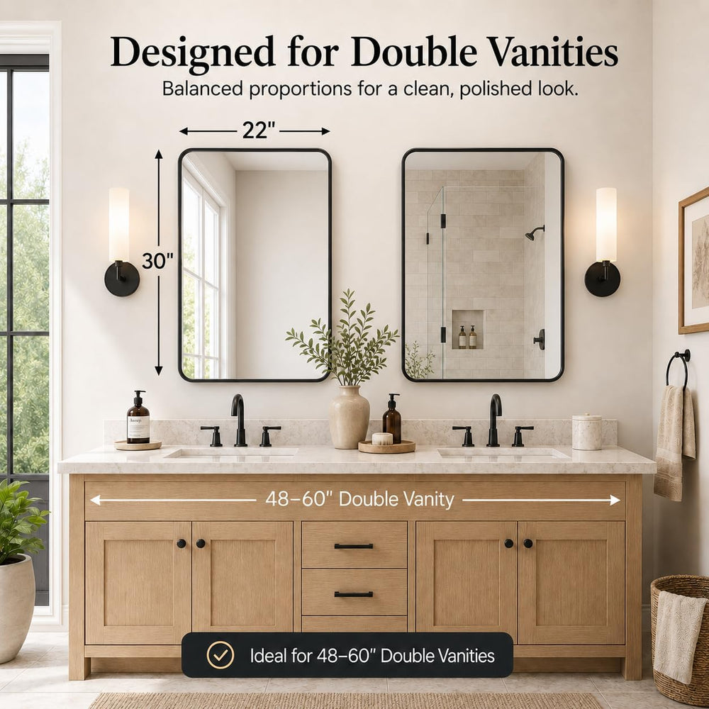 USHOWER 2-Pack Black Bathroom Mirrors Over Sink 22 x 30 Inch