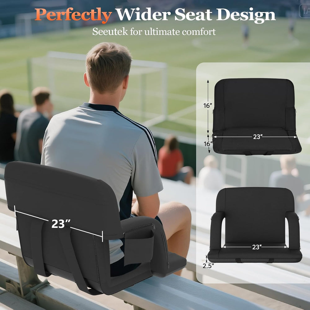 Seeutek 23" Heated Stadium Seats with Back Support, 2.5” Thick Cushion, 1PC