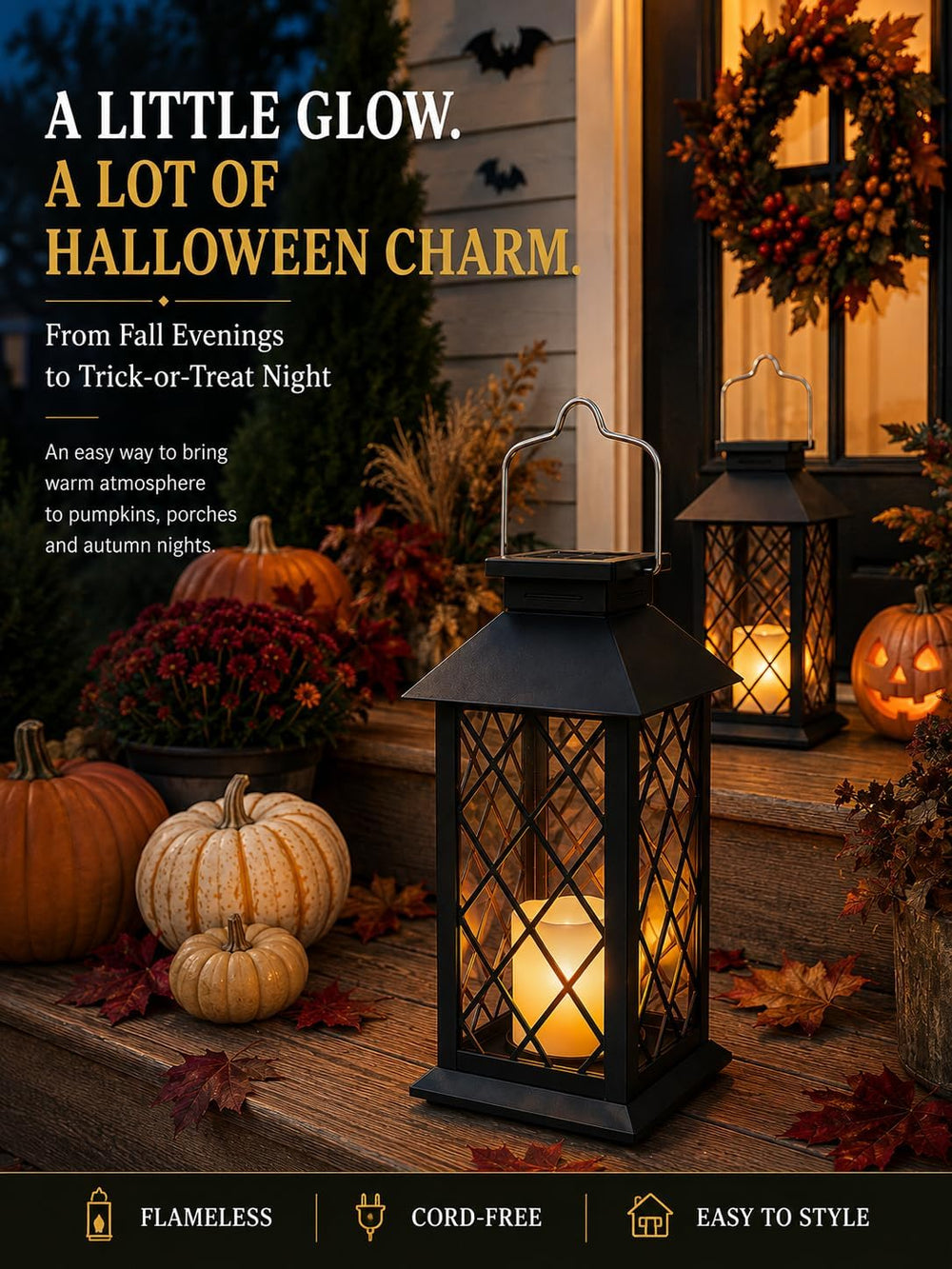 2 Pack 14'' solar lanterns outdoor waterproof，Includes flameless candles
