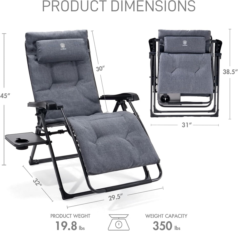 EVER ADVANCED Aluminum Zero Gravity Chair, 2.4" Padded, 350 lb Capacity