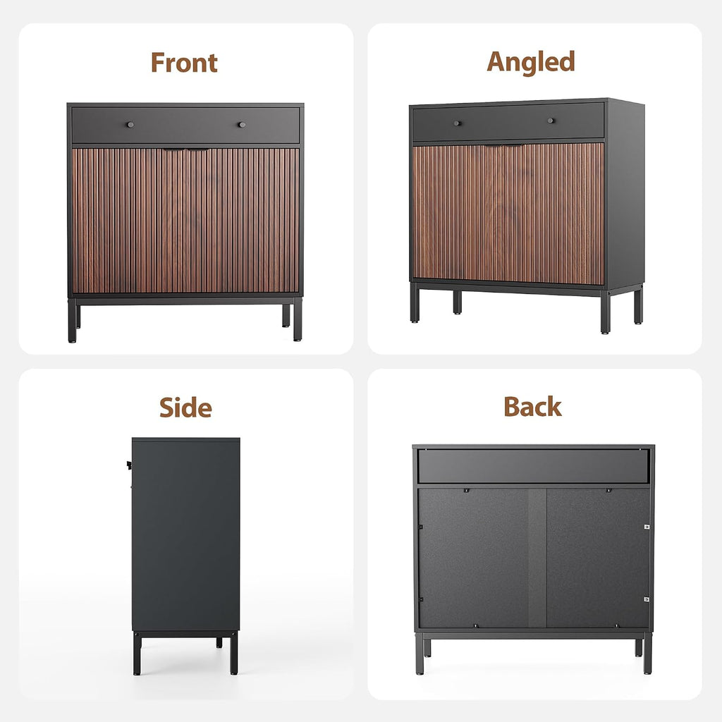 Mericonia Sideboard Buffet Cabinet Storage, Modern Console Fluted Credenza