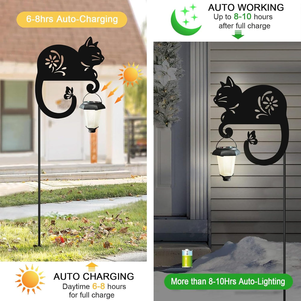 Cat Solar Lights Outdoor Garden,Black Cat Solar Lantern Yard Decor Stakes