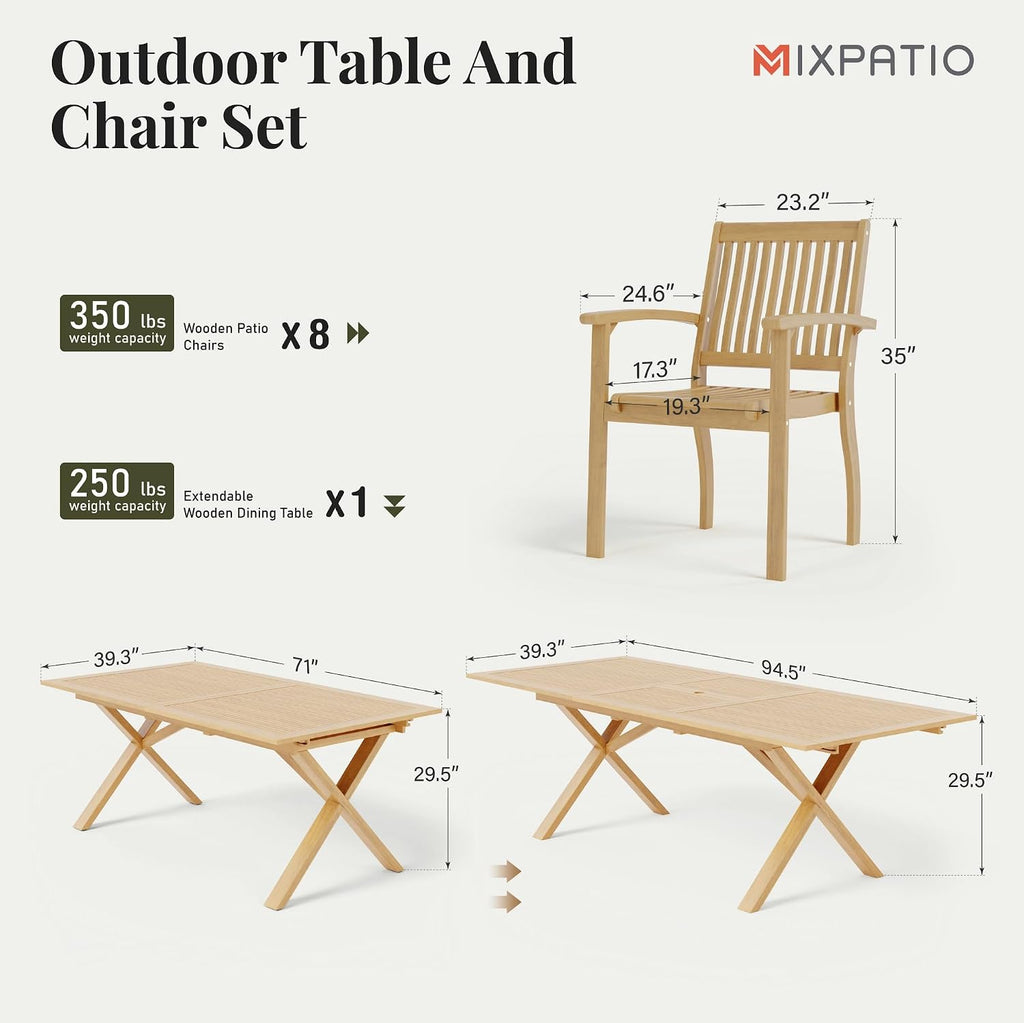 mixpatio acacia wood patio dining set for 8 on a desk or shelf