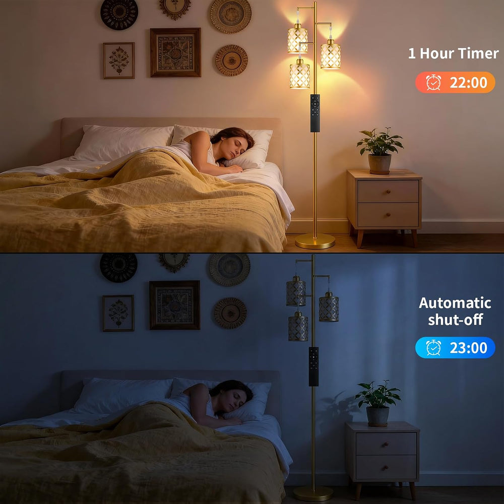72" Dimmable Floor Lamp with Remote & Timer, Modern Industrial Stand...