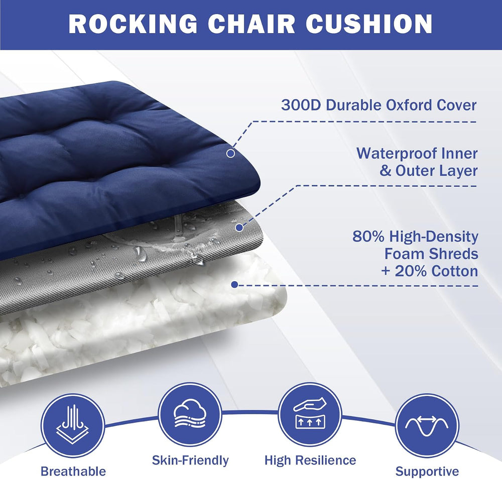 IPYNBAP Rocking Chair Cushion, Waterproof and Fade-Resistant Patio Chair Cush...