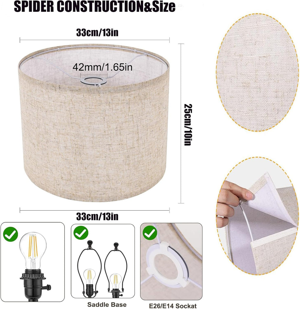 2PCS Natural linen lamp shades Modern Beige Gray Lampshade