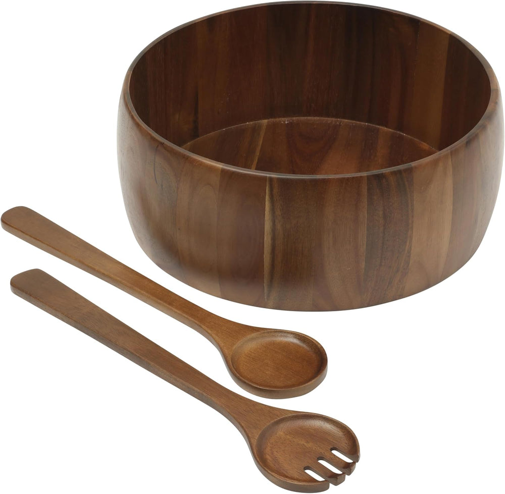 Gibson Home Laurelton 3-Piece Acacia Wood Salad Serving Bowl Set – Large 13-I...