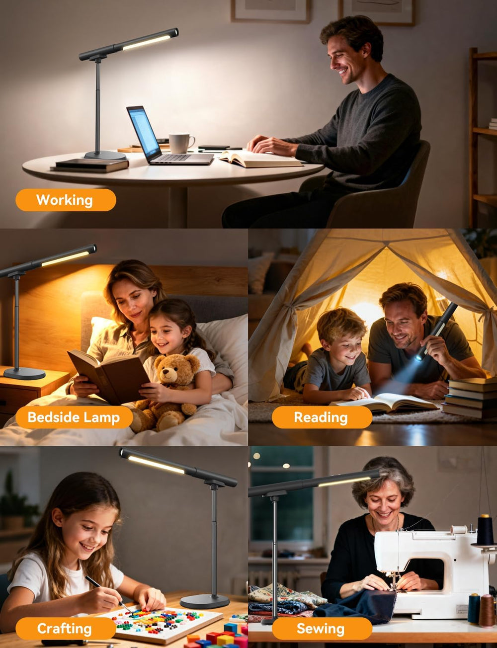 Cordless Desk Lamp, Magnetic LED Table Work Light with Dimmable Brightness