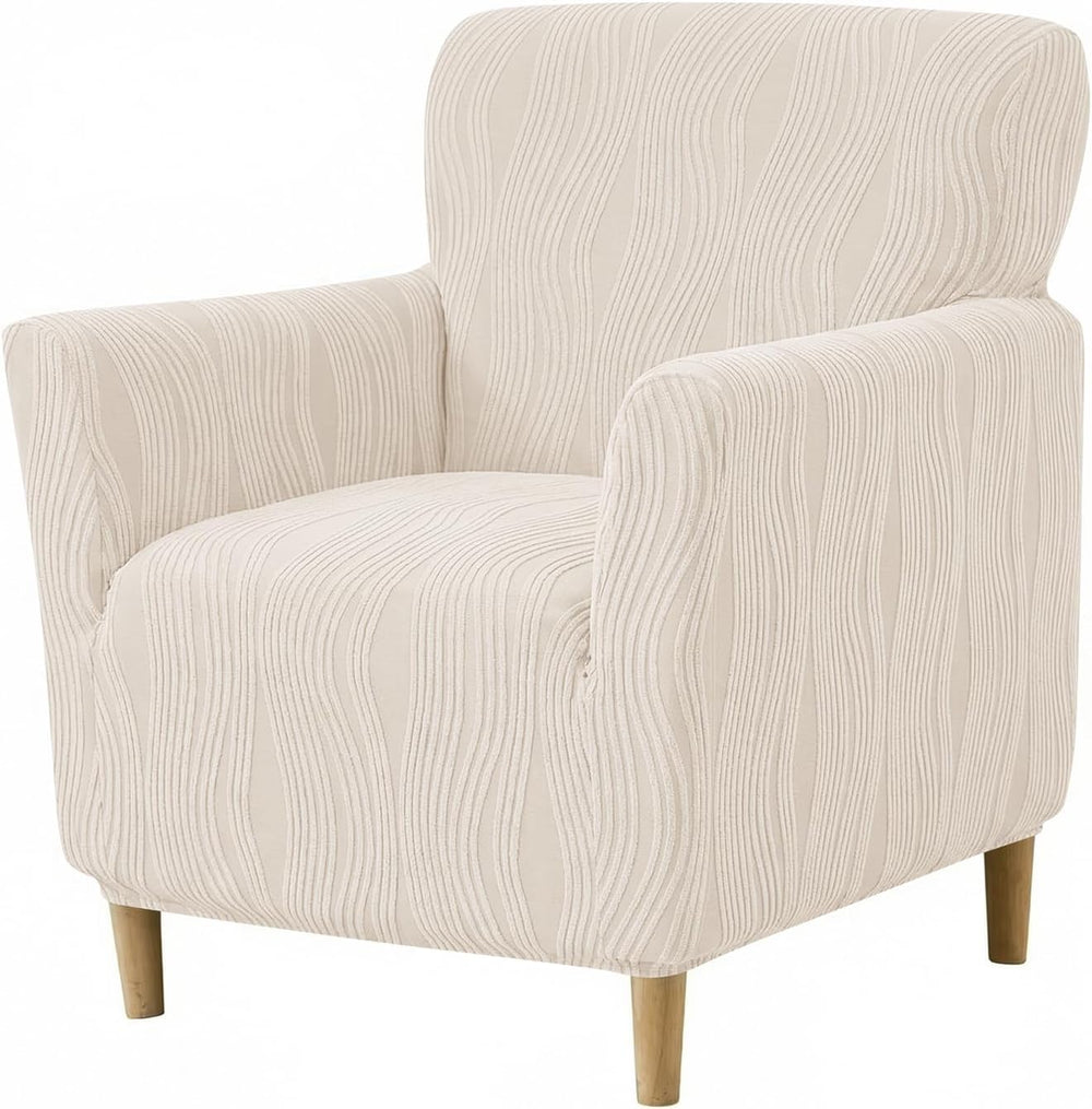 KRFOONN Stretch Chair Covers with Arms Jacquard 1-Piece Mid Century Modern Ar...