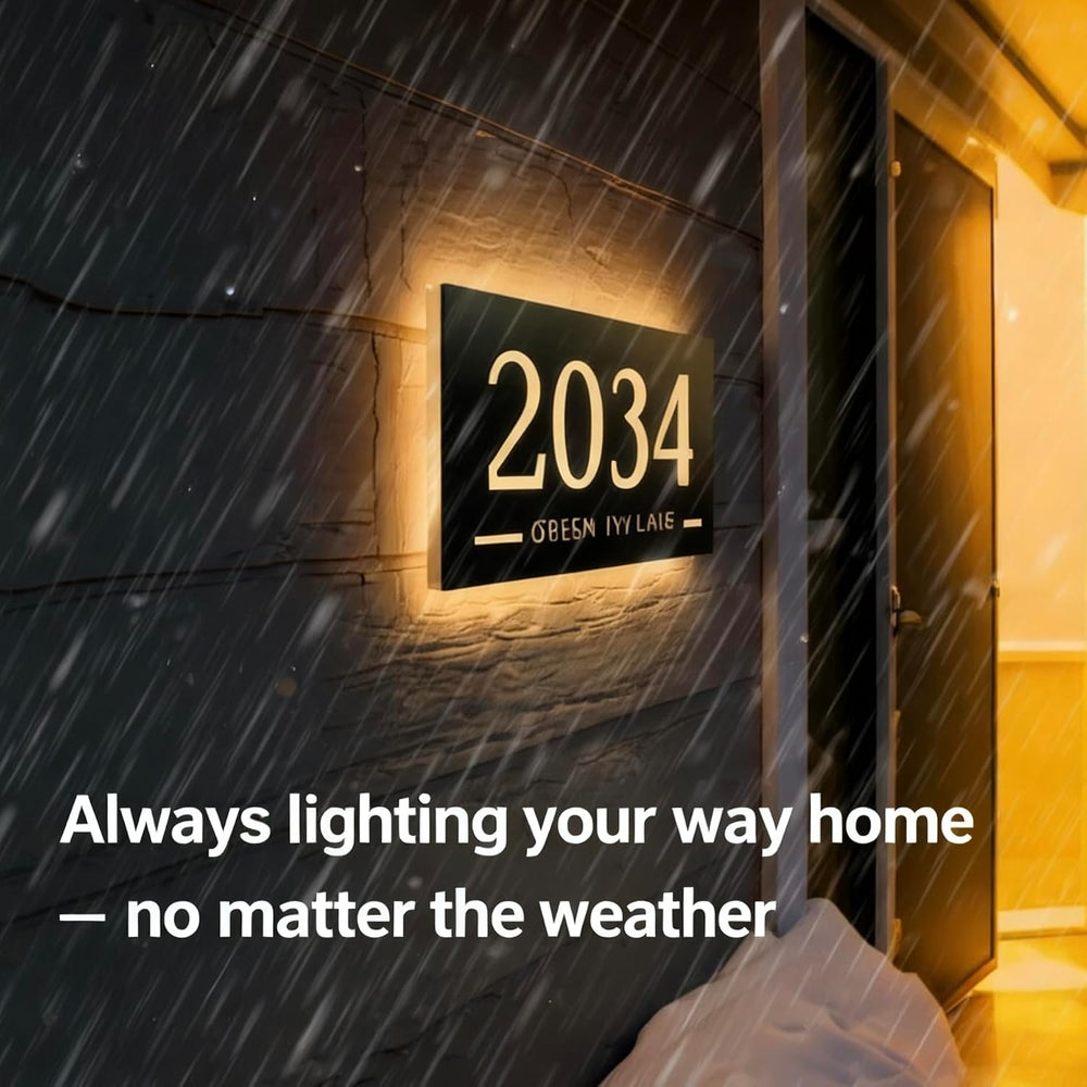 GITM Custom Solar Lighted House Numbers for Outside — Stainless Steel & A...