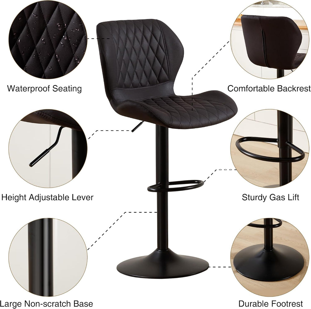 Modern Bar Stools, Swivel Barstools Counter Height with High Backrest, Adjust...