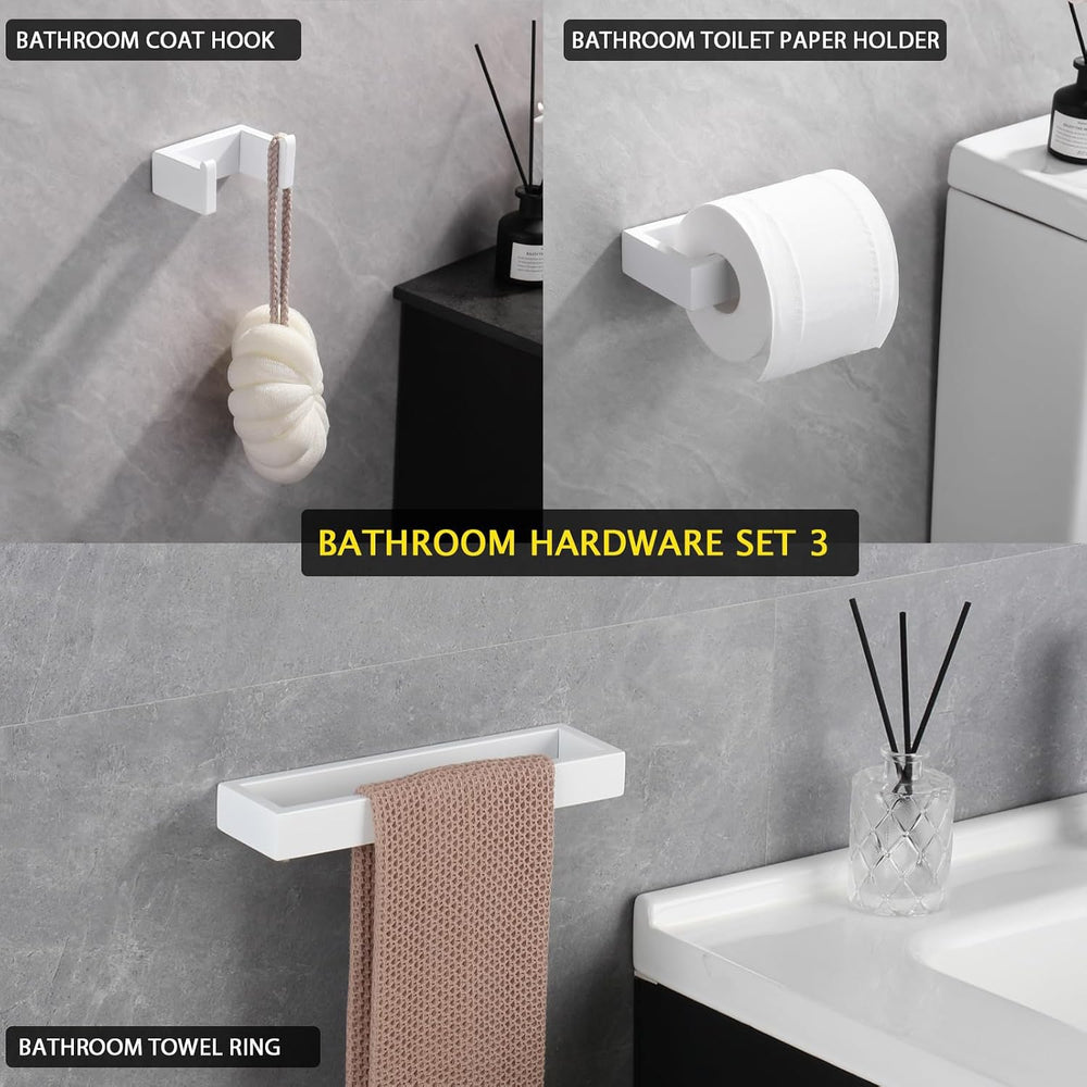 GERZWY 3-Piece Bathroom Accessory Set Stainless Steel Toilet Paper Holder Tow...