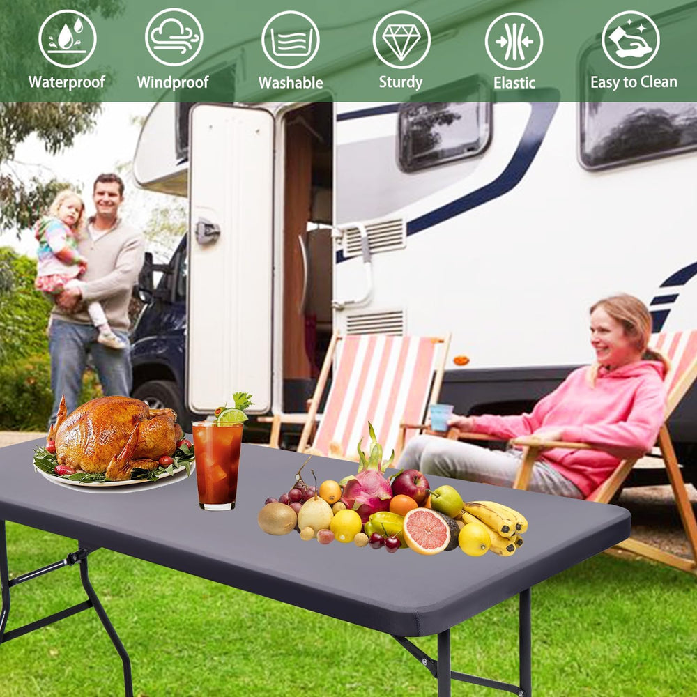 6 Pack Picnic Table Cover Outdoor Elastic Fitted Tablecloths for 6 Foot Recta...