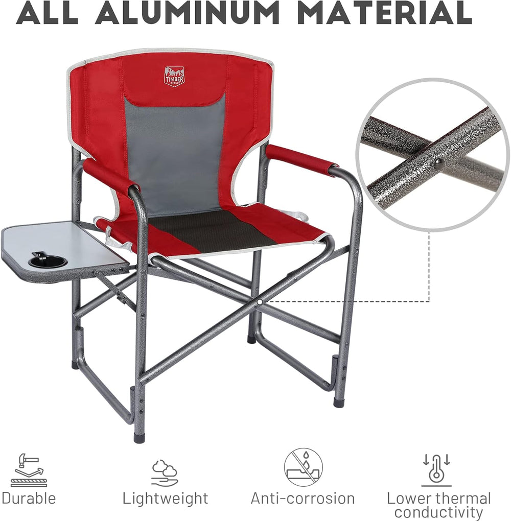TIMBER RIDGE Lightweight Oversized Camping Chair, Aluminum Directors Chair wi...