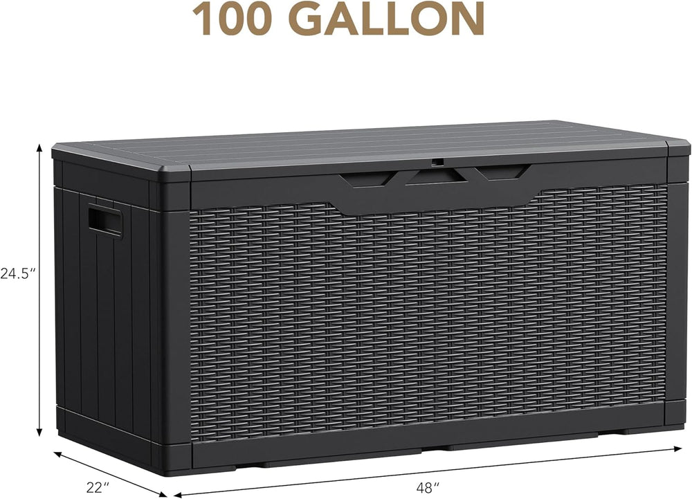 Devoko 100 Gallon Waterproof Deck Box, Resin Large Outdoor Storage Box