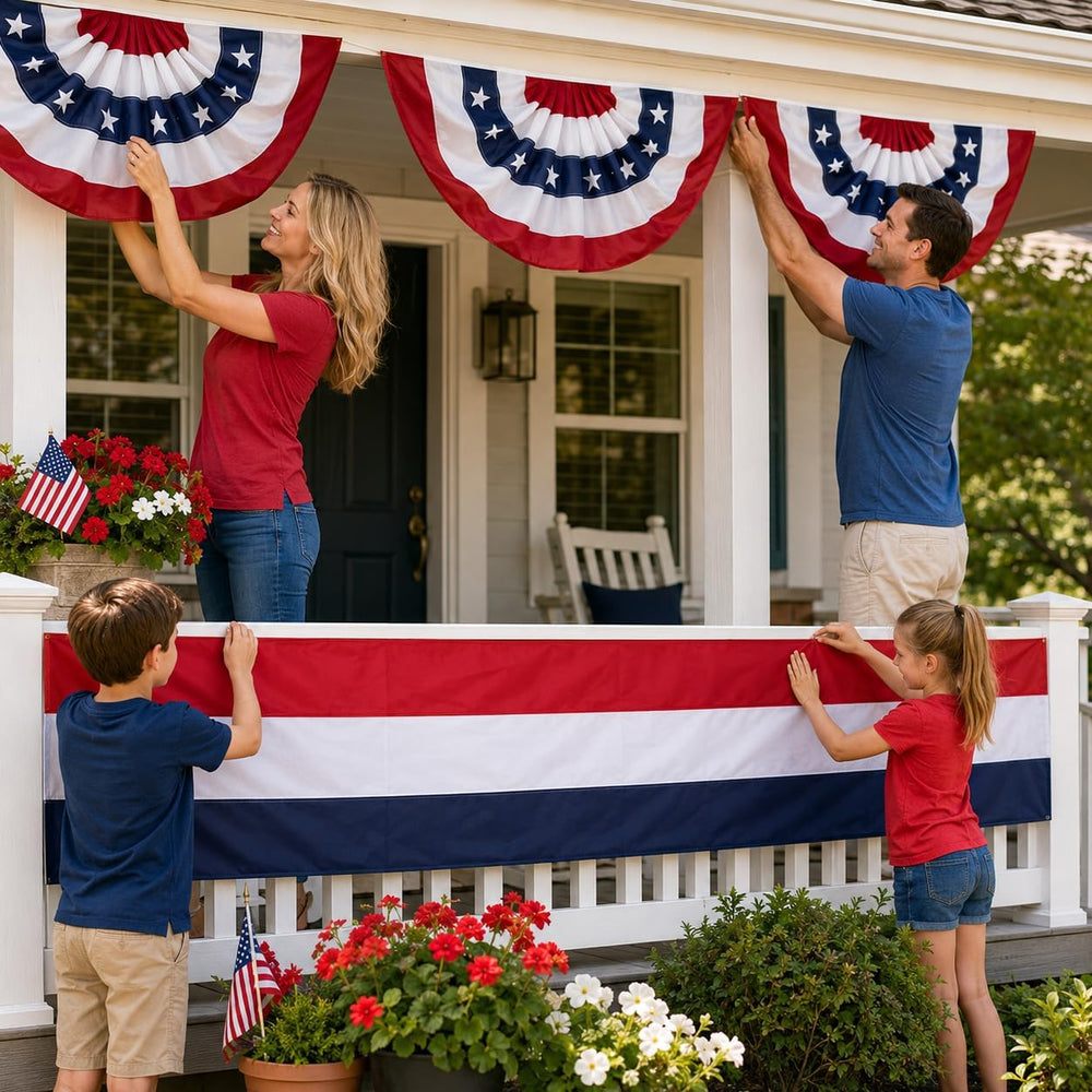 2Pack American Bunting Flag 2x20Ft Red,White & Blue Bunting USA Patriotic...