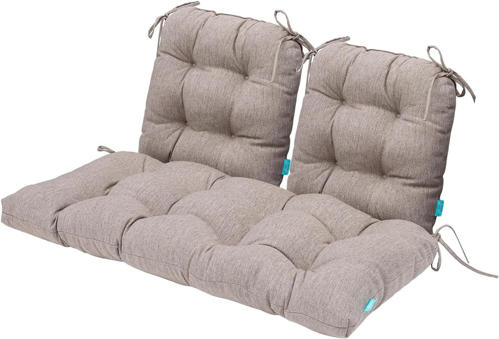 QILLOWAY Outdoor Patio Cushions Set of 3, Wicker Furniture Cushions with Ties...