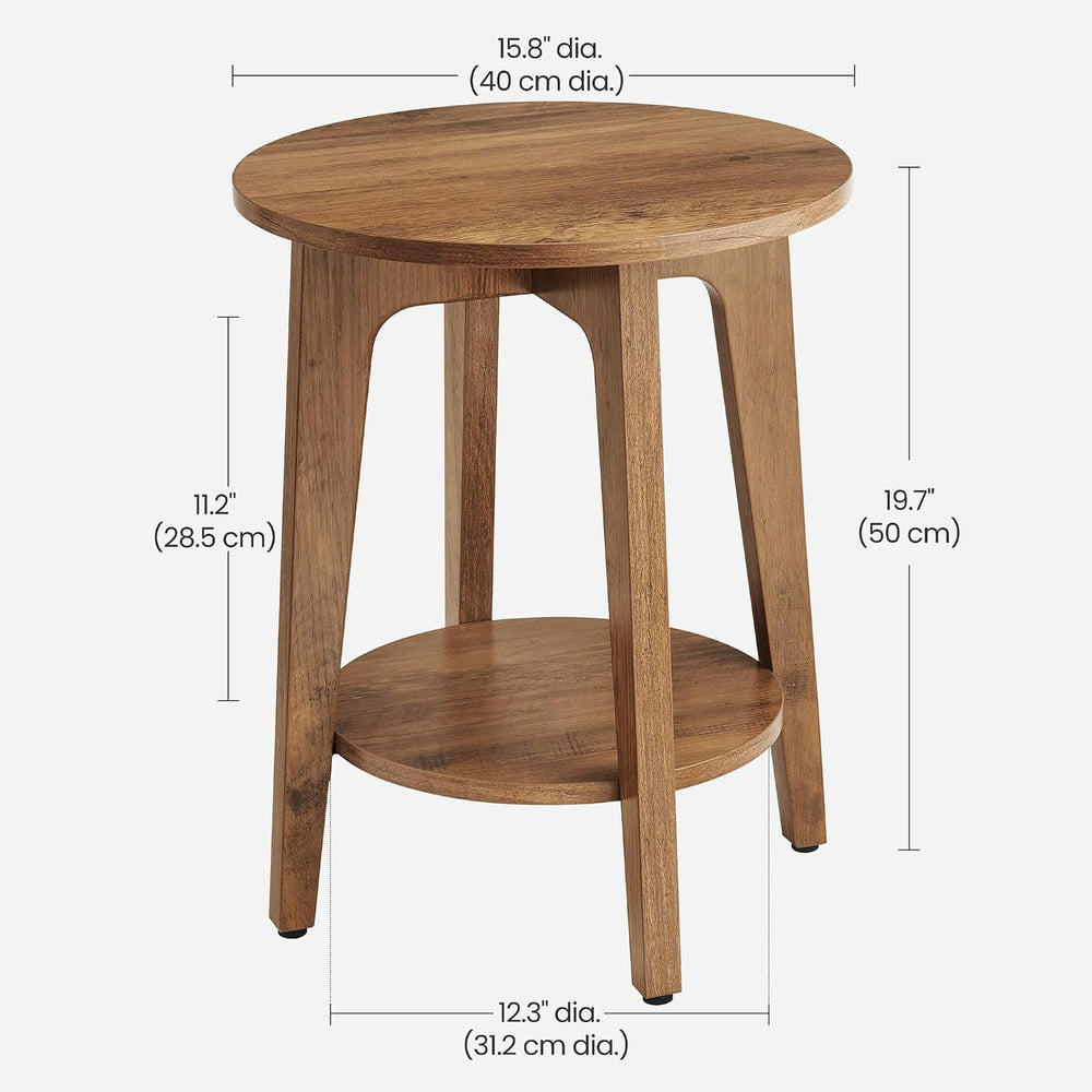 VASAGLE Round Side Table with Lower Shelf, End Table for Small Spaces