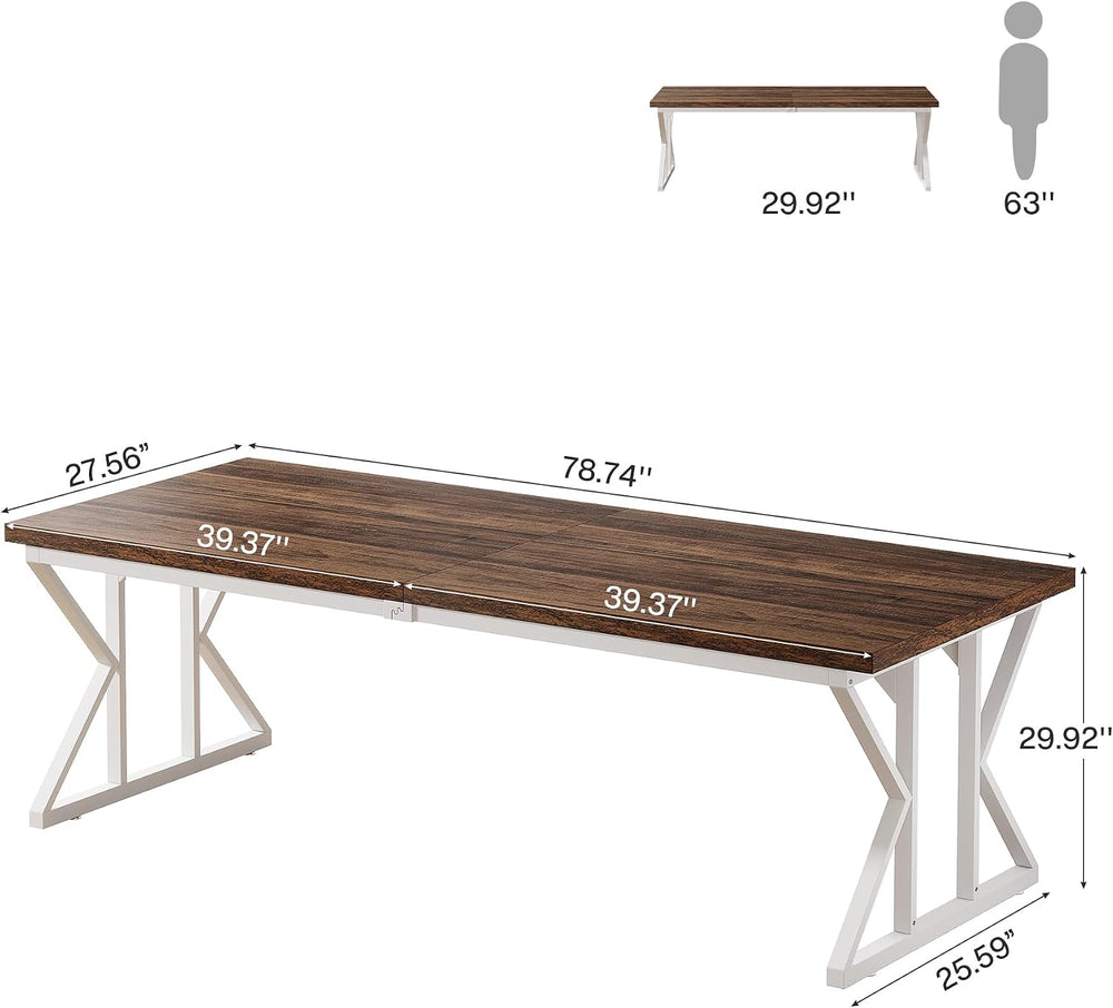 Tribesigns 78.74-Inch Large Executive Desk, Industrial Home Office Computer D...