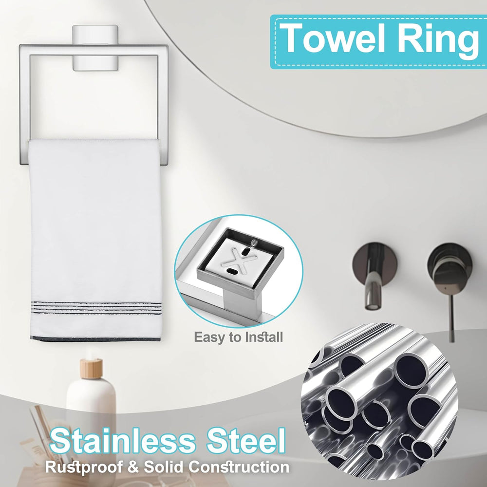 Herogo Bathroom Accessories Set, 23.5 Inch 5 Pieces Brushed Nickel Bathroom H...