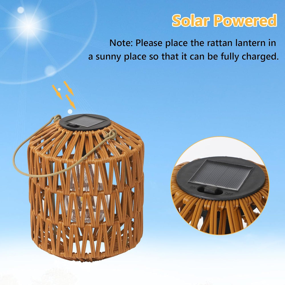 Eyassi Rattan Solar Lights, 4 Pack Solar Lanterns Outdoor Waterproof, Outdoor...