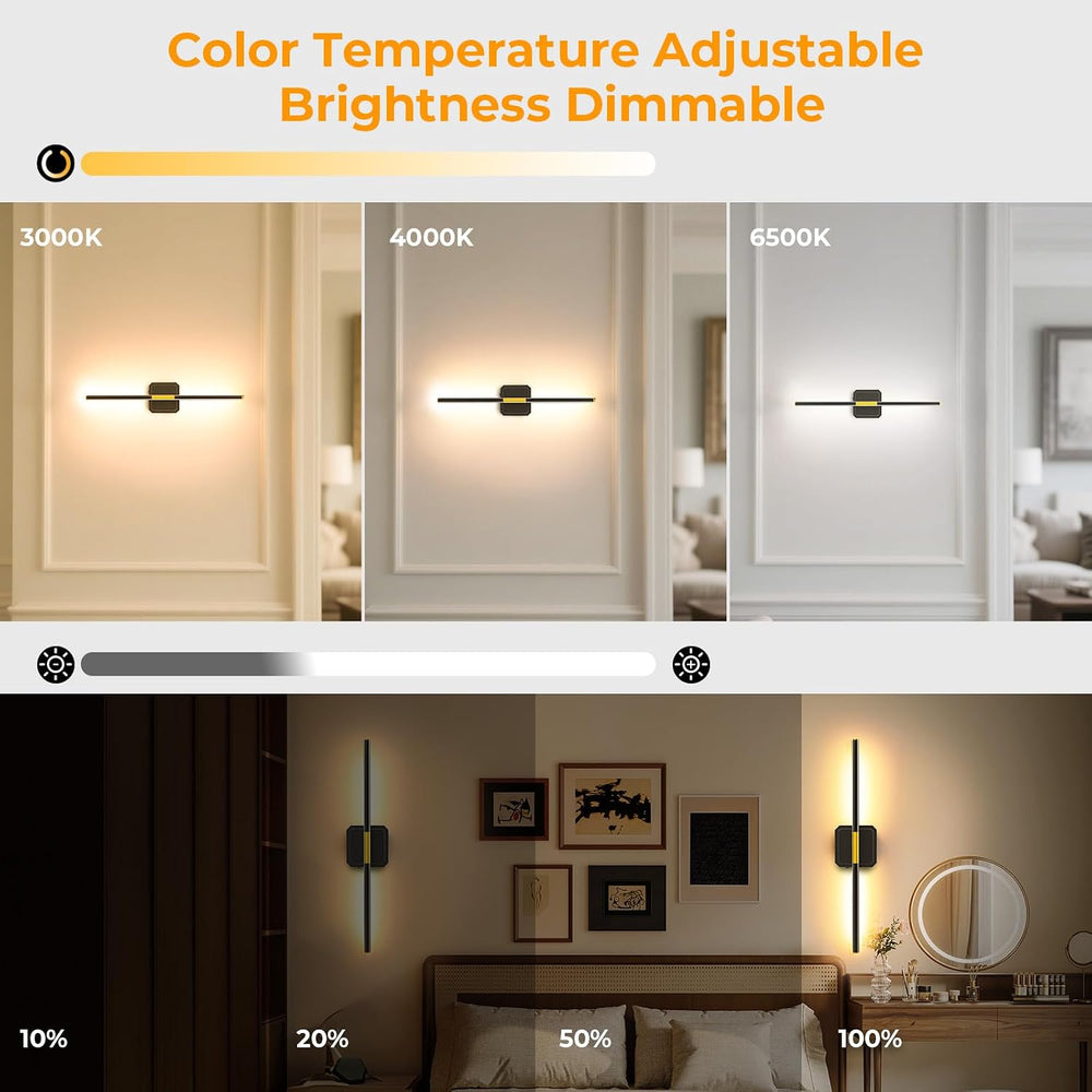 Battery Operated Wall Sconces 360°Rotate Detachable Dimmable Set of 2
