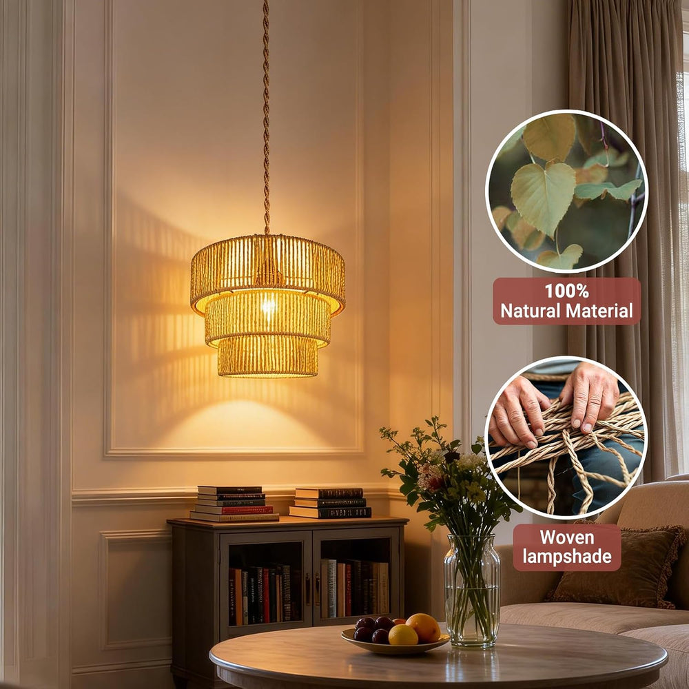 Hanging Light Rattan Lamp Shades Boho Lamp Shade Pendant Light