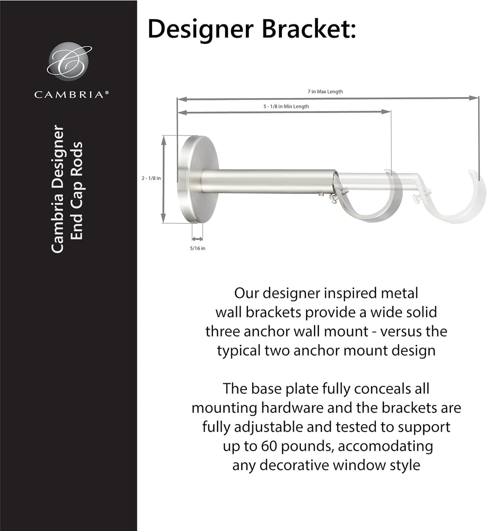 Cambria Designer Matte Brown Luxury Fixed Length Curtain Rod - 3.5 ft