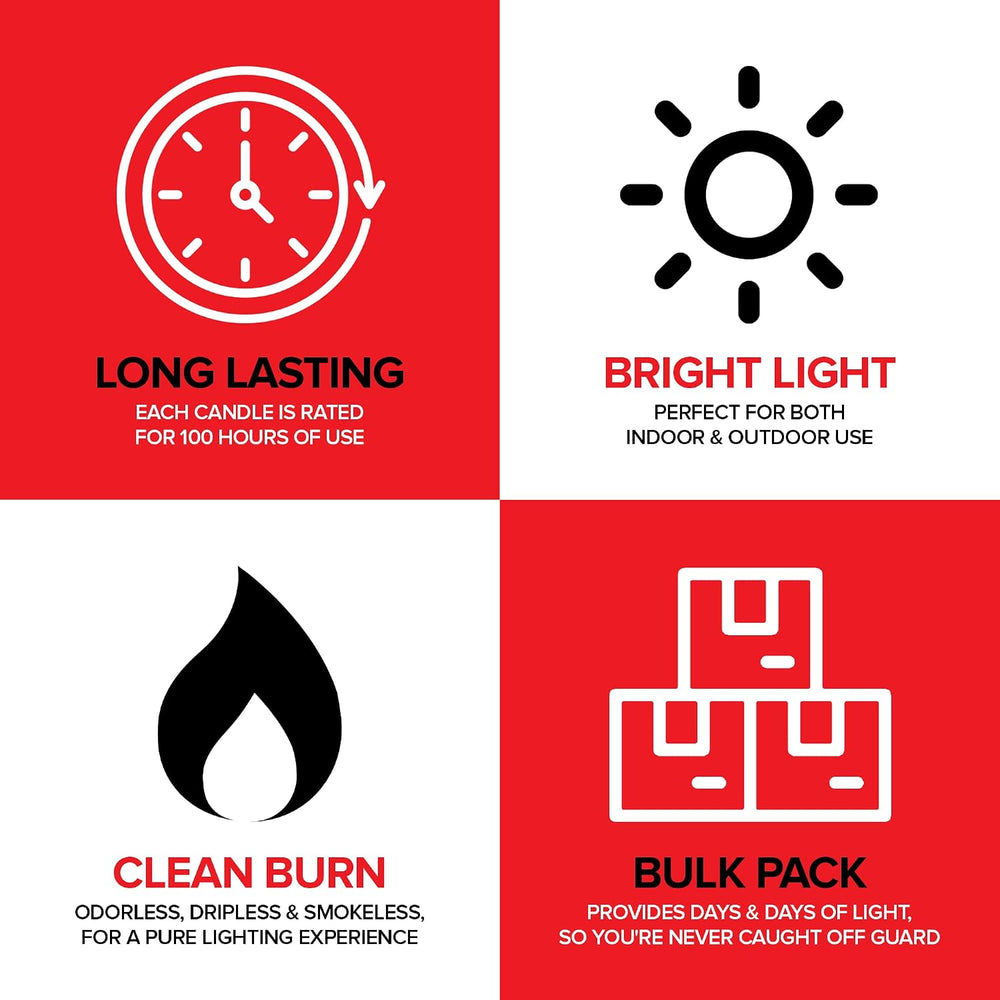 100 Hour Candle Pack of 6, Emergency Candles for Power Outages, Hurricane Sto...