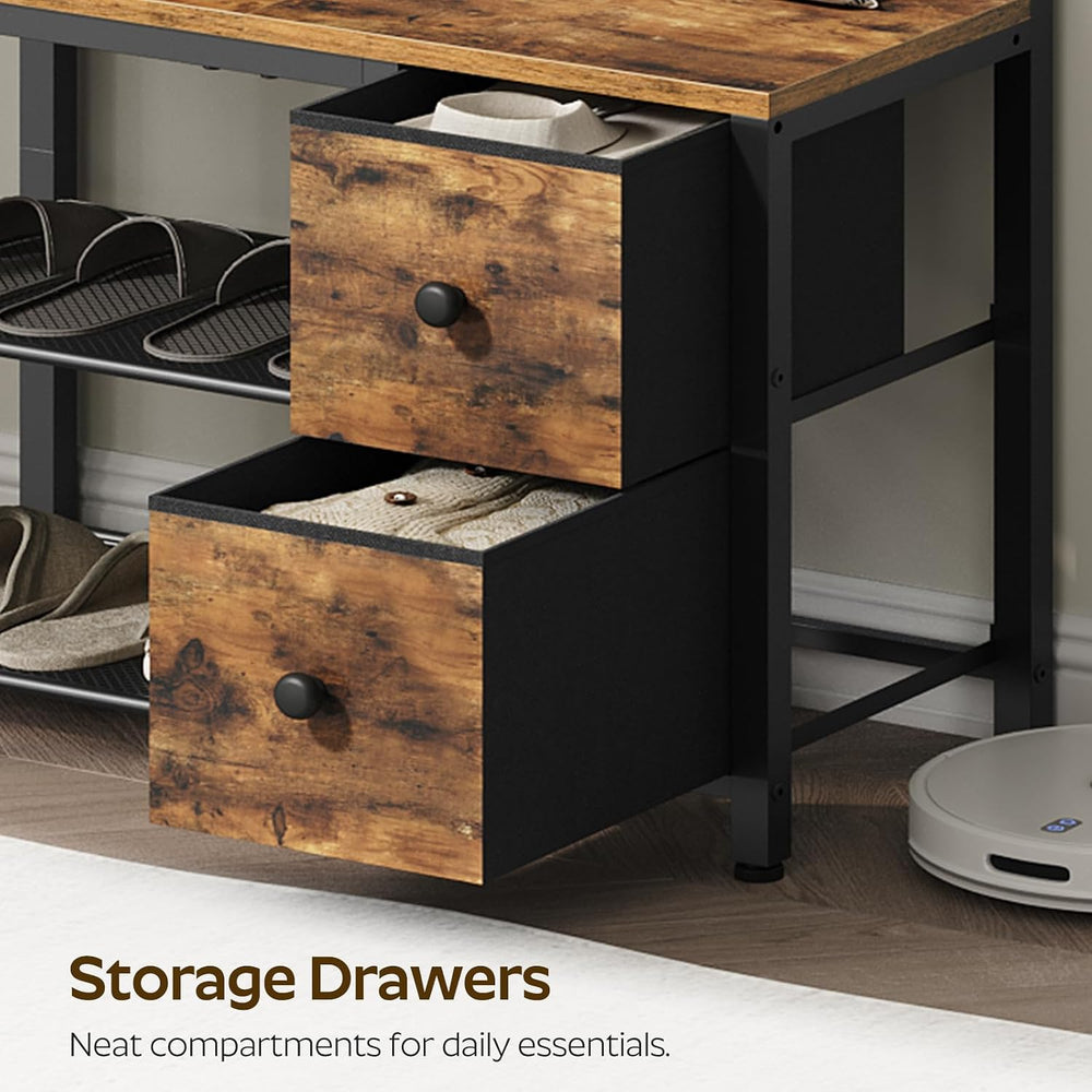 YATINEY 5-in-1 Hall Tree with Drawers, Entryway Bench with 8 Adjustable Coat ...