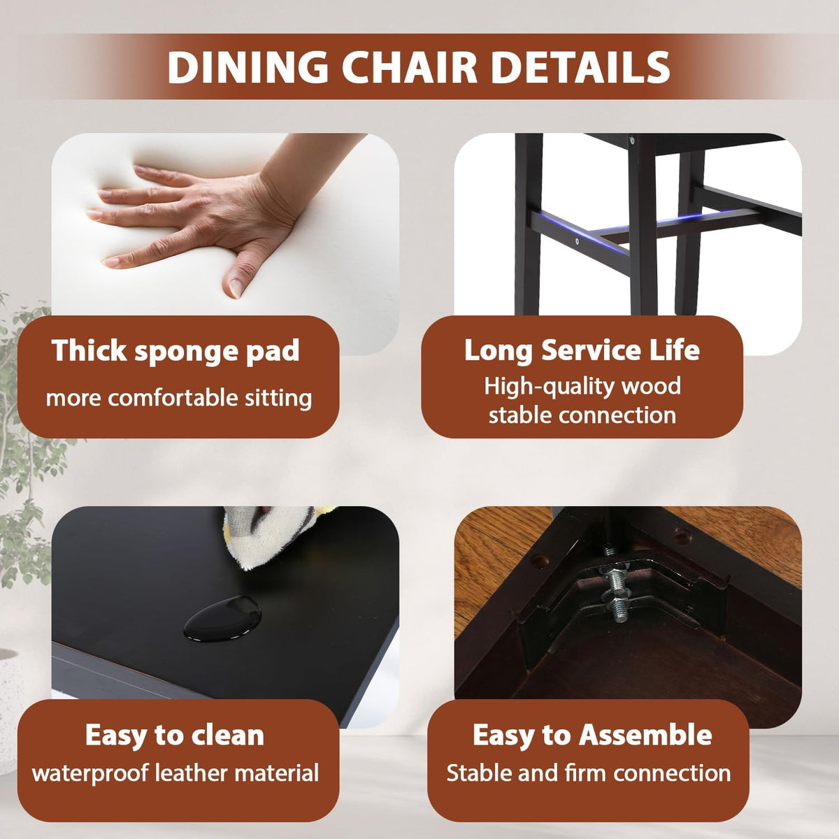 fdw | 3-piece solid wood dining table set, package contents