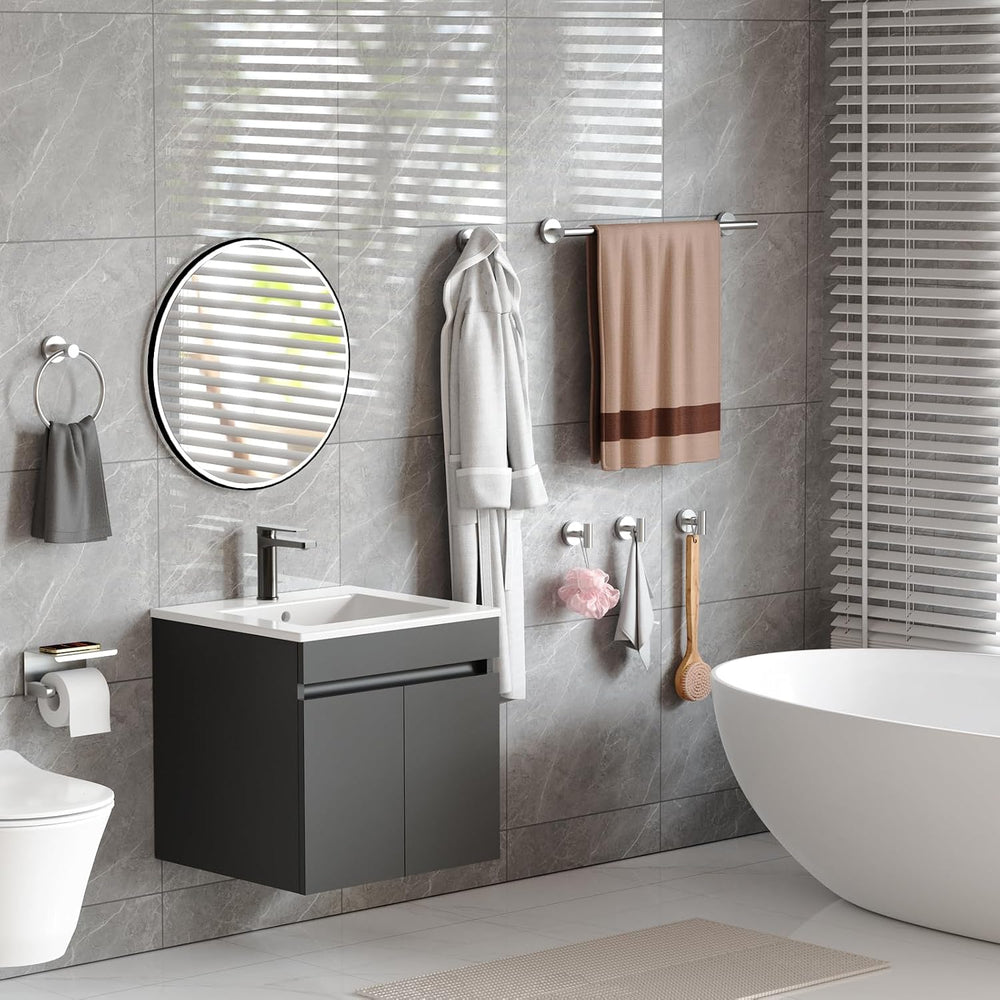 Brushed Nickel Bathroom Hardware Set 7 Piece with 23.6 Inch Towel Bar