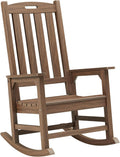 Psilvam Oversized Outdoor Rocking Chair, HDPE Porch Rocker (Dark Brown)