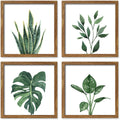 ArtbyHannah Framed Bathroom Wall Art Decor, 10x10 Botanical Artwork Walnut
